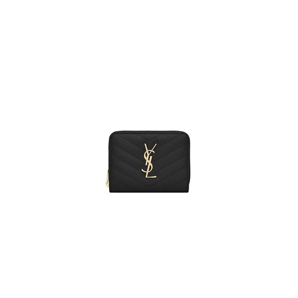 1-85-1.jpg YSL CASSANDRE MATELASSÉ compact zip around wallet in grain de poudre leather - Image 1
