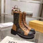 FENDI Domino Brown leather biker boots - Image 3