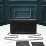 Saint Laurent Chain-strap YSL-plaque grained-leather wallet - Image 3