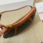 CELINE STRIPED LOGO PRINTED COW LEATHER HOBO BAG - Image 4