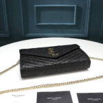 Saint Laurent Chain-strap YSL-plaque grained-leather wallet - Image 4