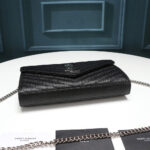 Saint Laurent Chain-strap YSL-plaque grained-leather wallet - Image 4