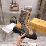 FENDI Domino Brown leather biker boots - Image 5