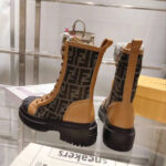 FENDI Domino Brown leather biker boots - Image 8