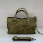 Balenciaga Le City medium suede tote bag 230582 green - Image 7