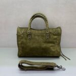 Balenciaga Le City small suede tote bag 230582 green - Image 5