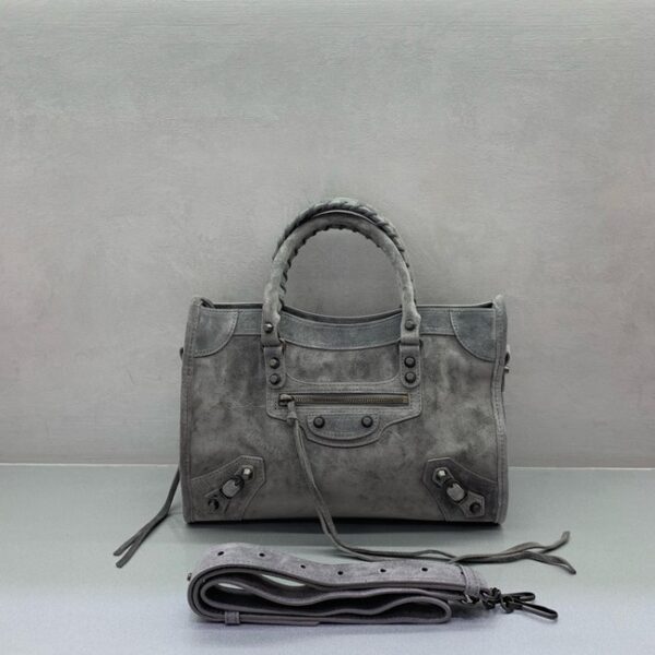 Balenciaga Le City small suede tote bag 230582 grey