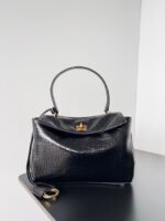 Balenciaga Rodeo Handbag crocodile skin 795457 black&gold