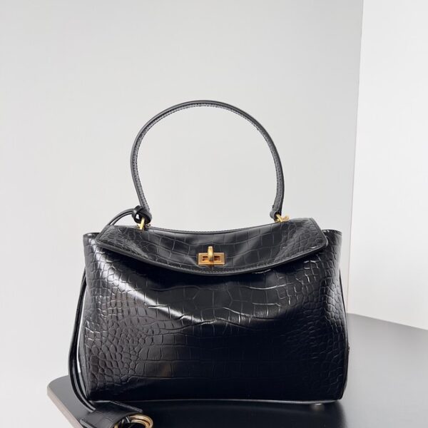 Balenciaga Rodeo Handbag crocodile skin 795457 black&gold
