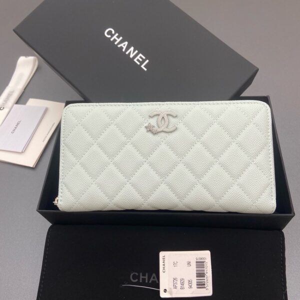 Chanel Classic Zipped Wallet 3726 light blue