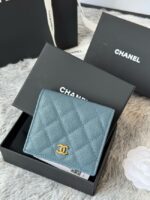 Chanel Leather Wallet A84058 blue