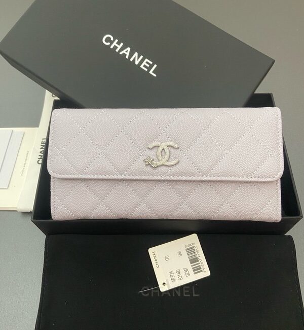 Chanel Long Flap Wallet AP3724 light gray