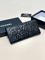 Chanel Original Leather Camellia Wallet C39020 Black - Image 2