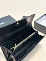 Chanel Original Leather Camellia Wallet C39020 Black - Image 3