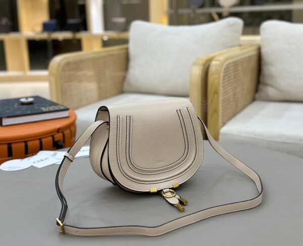 Chloe Grained Calfskin MARCIE saddle bag 31054 Cream