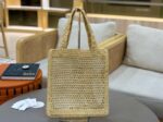 Chloe SUMMER straw and leather tote bag 0824P Nude - Image 3