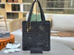 Chloe SUMMER straw and leather tote bag 0824P black