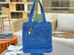 Chloe SUMMER straw and leather tote bag 0824P blue