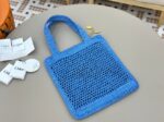 Chloe SUMMER straw and leather tote bag 0824P blue - Image 6
