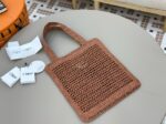 Chloe SUMMER straw and leather tote bag 0824P brown - Image 3