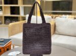 Chloe SUMMER straw and leather tote bag 0824P dark brown - Image 5