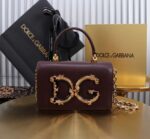 Dolce & Gabbana Girl leather Shoulder Bag G6504 Burgundy