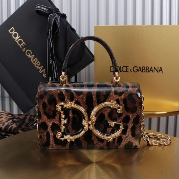 Dolce & Gabbana Patent leather Shoulder Bag G6504 black&brown