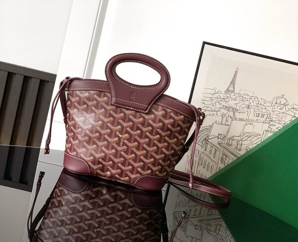 Goyard Calfskin Leather Tote Bag PM 00249 burgundy
