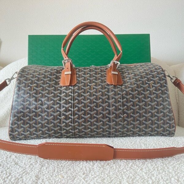 Goyard Calfskin Leather Travel Bag 55699 brown
