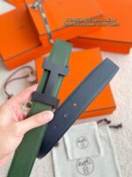 Hermes Epsom calfskin double-sided leather belt 65987 - Image 2