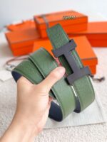 Hermes Epsom calfskin double-sided leather belt 65987