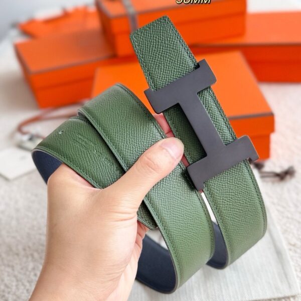 Hermes Epsom calfskin double-sided leather belt 65987