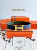 Hermes Epsom calfskin double-sided leather belt 65988 - Image 3