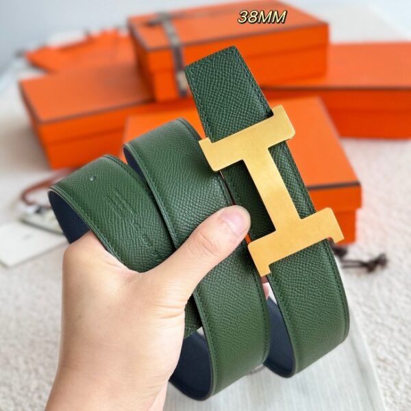 Hermes Epsom calfskin double-sided leather belt 65988