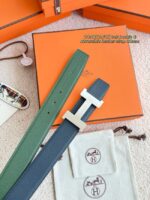 Hermes Epsom calfskin double-sided leather belt 65989 - Image 2