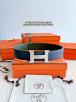 Hermes Epsom calfskin double-sided leather belt 65989 - Image 4