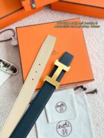 Hermes Epsom calfskin double-sided leather belt 65991 - Image 2