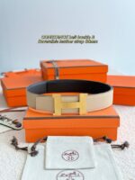 Hermes Epsom calfskin double-sided leather belt 65991 - Image 4