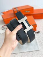 Hermes Epsom calfskin double-sided leather belt 65992
