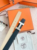 Hermes Epsom calfskin double-sided leather belt 65992 - Image 3