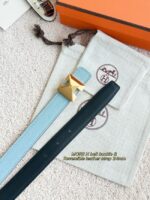 Hermes Epsom calfskin double-sided leather belt 65993 - Image 2