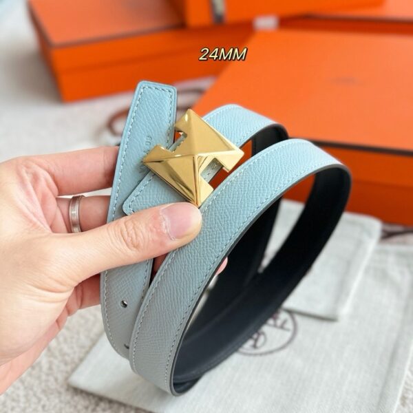 Hermes Epsom calfskin double-sided leather belt 65993