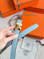 Hermes Epsom calfskin double-sided leather belt 65993 - Image 3