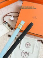 Hermes Epsom calfskin double-sided leather belt 65996 - Image 3