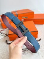 Hermes Epsom calfskin double-sided leather belt 65998 - Image 4