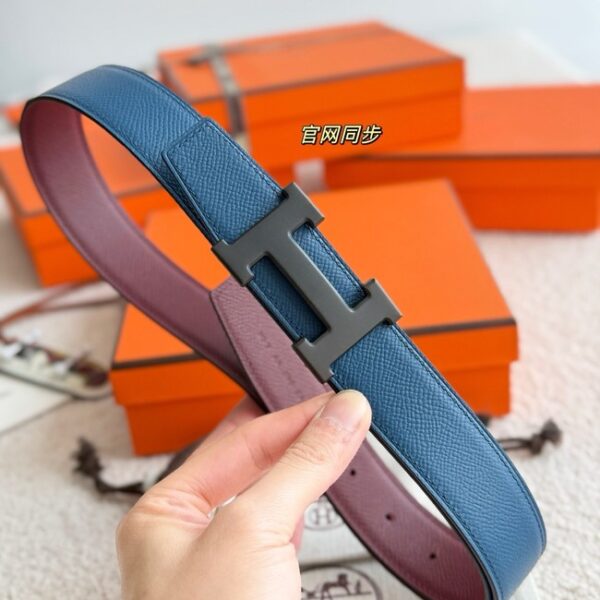 Hermes Epsom calfskin double-sided leather belt 65998