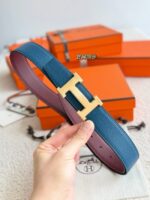 Hermes Epsom calfskin double-sided leather belt 65999 - Image 2