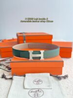Hermes Epsom calfskin double-sided leather belt 66003 - Image 2