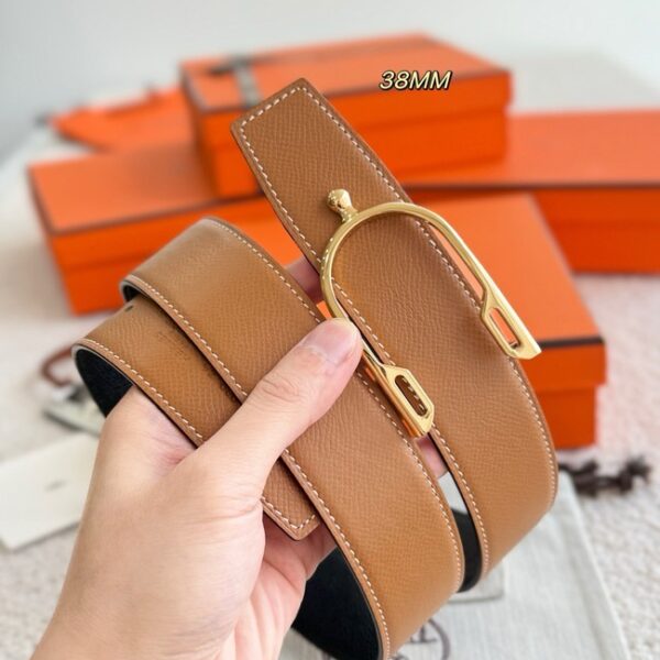 Hermes Epsom calfskin double-sided leather belt 66011