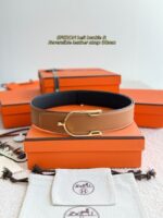 Hermes Epsom calfskin double-sided leather belt 66011 - Image 2